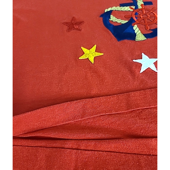 VTG ICED T's Crewneck T Shirt XL Red Nautical Anchor Stars Embroidered Made USA - Picture 11 of 12